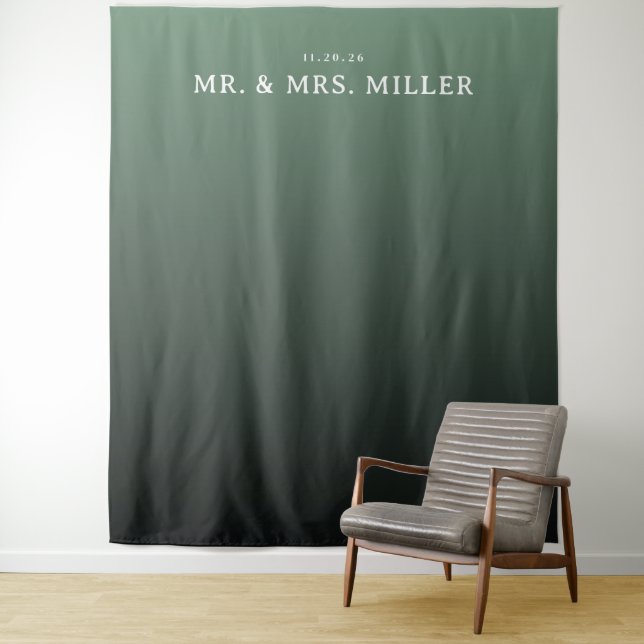 Sophisticated Green Gradient Invitation Tapestry (In Situ)