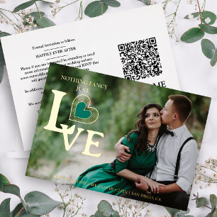 Sophisticated Green Heart Golden Embossed Wedding 