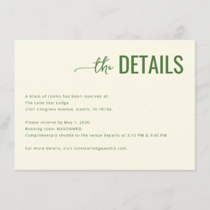 Sophisticated Green Minimalist Details Enclosure Card