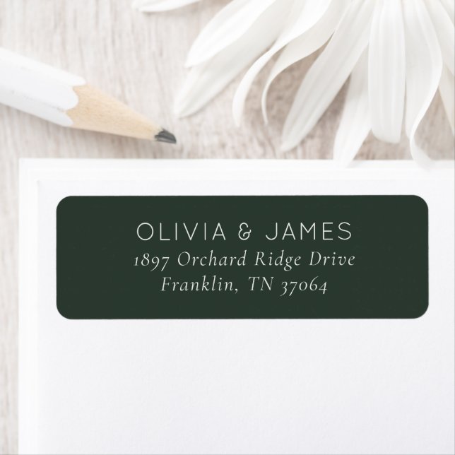 Sophisticated Green Minimalist Return Address Label (Insitu)