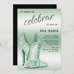 Sophisticated Green Spanish Feminine Birthday  Invitation
