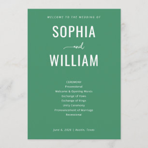 Sophisticated Green Wedding Ceremony Program