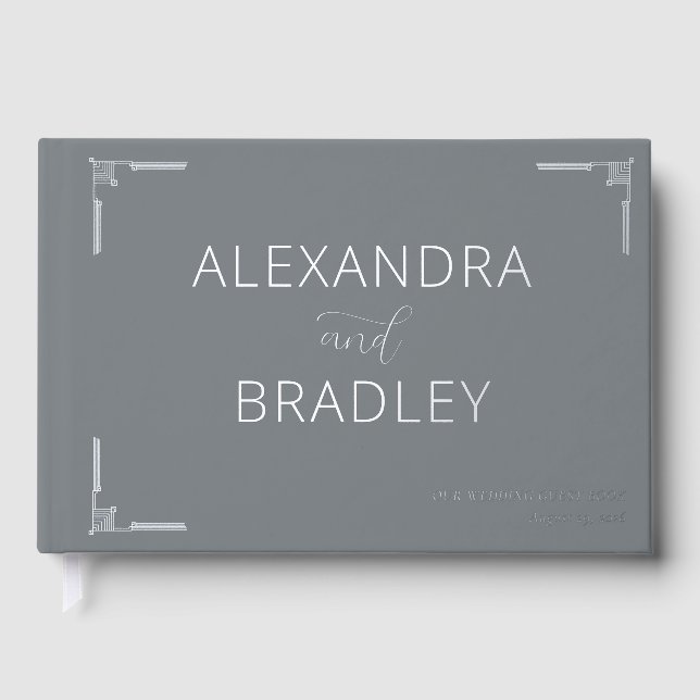 Sophisticated Grey Architectural Brackets Guest Book (Front)