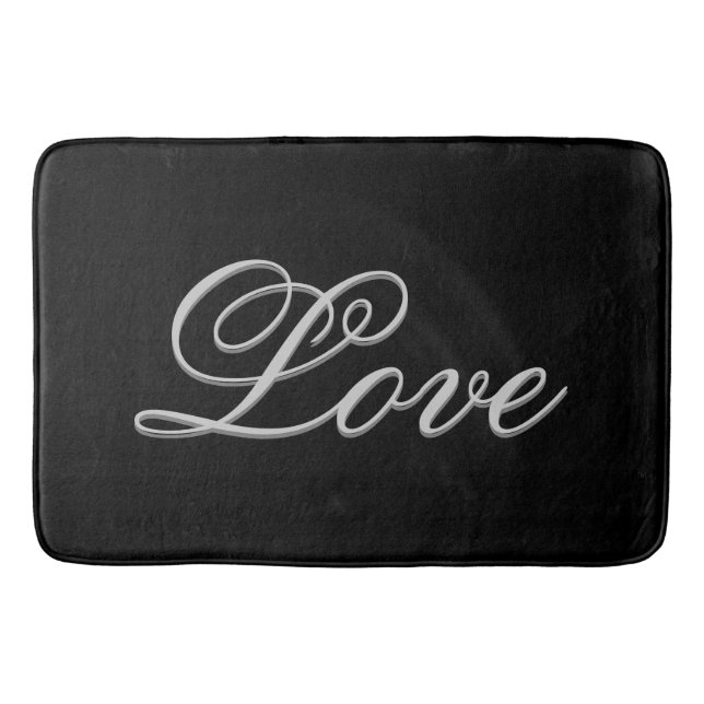 Sophisticated Grey Black Love Bath Mat (Front)