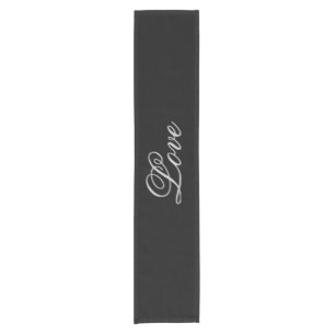 Sophisticated Grey Black Love Wedding Short Table Runner
