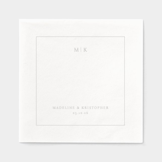 Sophisticated Grey Minimalist Typographic Foil Napkins (Front)