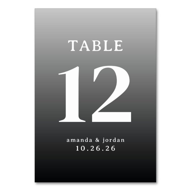 Sophisticated Grey Minimalist Wedding Table Card (Front)
