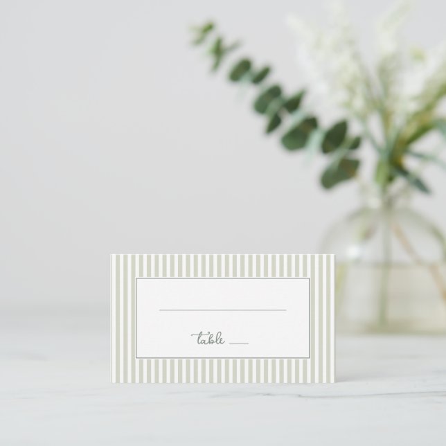 Sophisticated Grey Stripes Place Card (Standing Front)