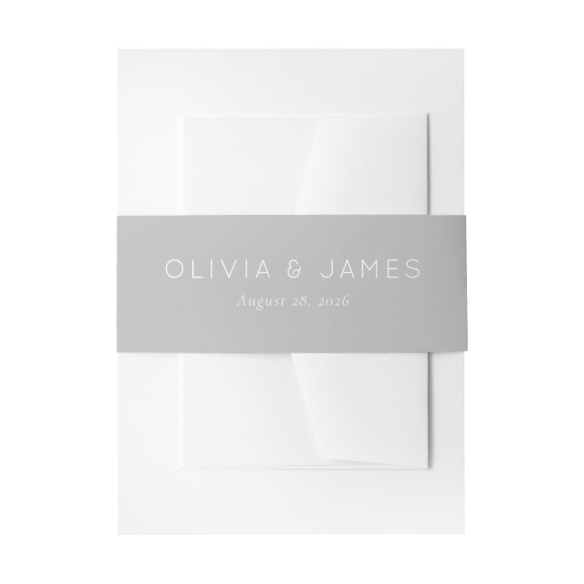 Sophisticated Grey Typographic Invitation Belly Band (Front Example)