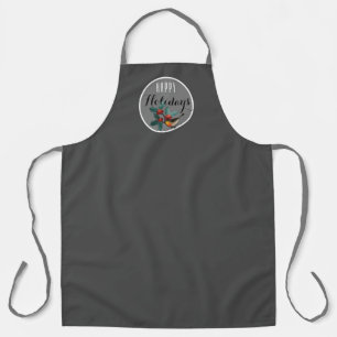 Sophisticated Grey with Christmas Holly and Robin Apron