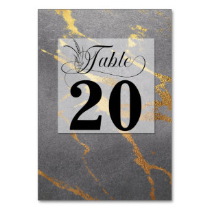Sophisticated Grey with Gold Marbling Table Number