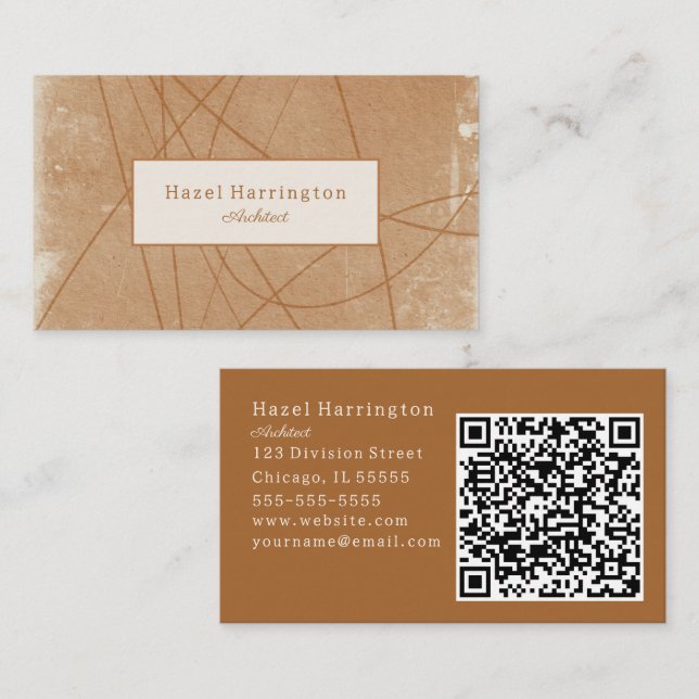 Sophisticated Grunge QR Code Business Card Unique (Front/Back)