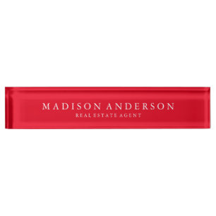 Sophisticated in Red Desk Name Plate