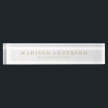 Sophisticated in White & Gold | Desk Name Plate<br><div class="desc">A classy way to display you professional job title in the office. Easily customise the background colour to a shade of your choice! Simply click on the "Customise it" button and select your background colour from the swatches.</div>