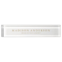 Sophisticated in White & Gold | Desk Name Plate