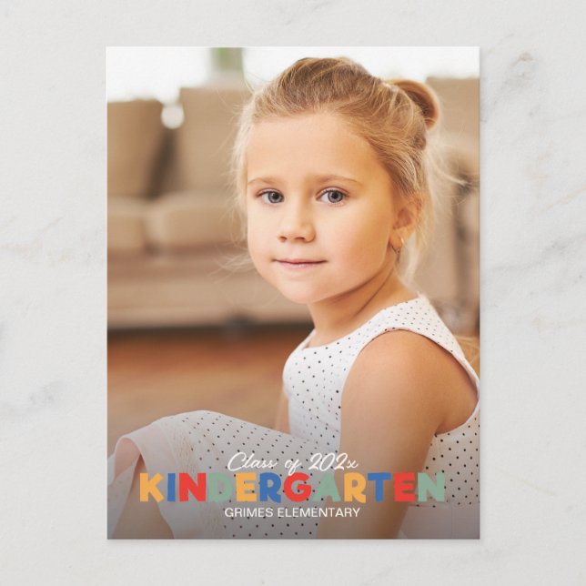 Sophisticated Kindergarten Graduation Invitation Postcard (Front)
