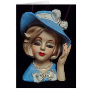 Sophisticated Lady Blue Hat Eyelashes Card