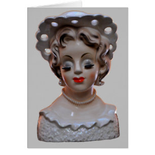 Sophisticated Lady in a Fancy Hat Head Vase Card