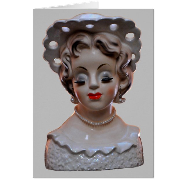 Sophisticated Lady in a Fancy Hat Head Vase Card (Front)