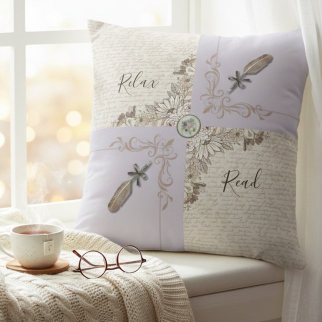 Sophisticated Lavender Cozy Book Lovers Accent Cushion (A cozy decorative piece that encourages comfort and relaxation with a good book)