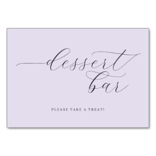 Sophisticated Lavender Cursive Dessert Bar Sign Table Number