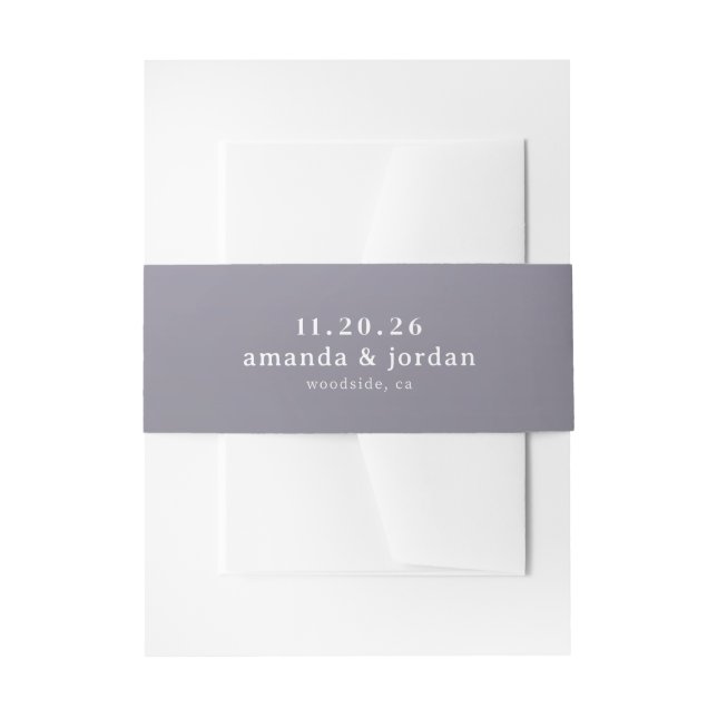Sophisticated Lavender Minimalist Invitation Belly Band (Front Example)