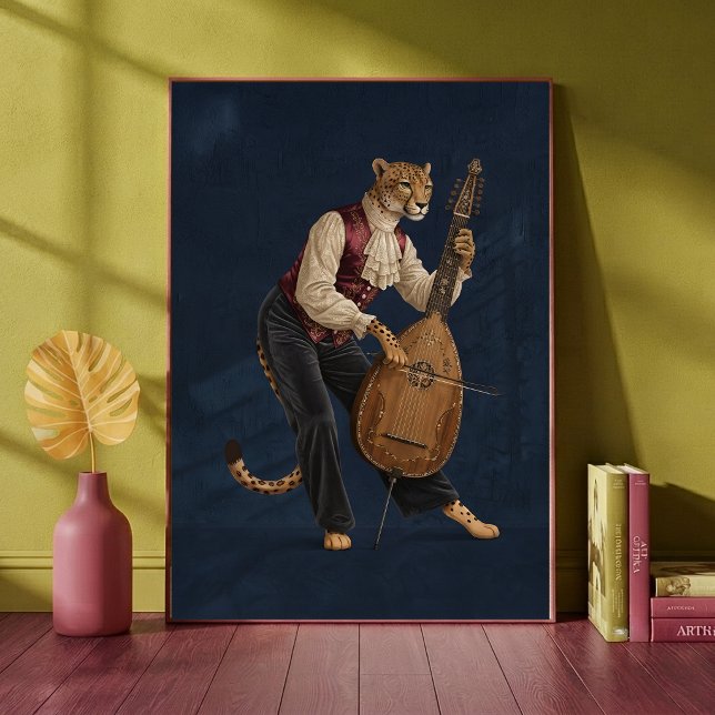 Sophisticated Leopard Playing Cello Musical  Poster (Creator Uploaded)