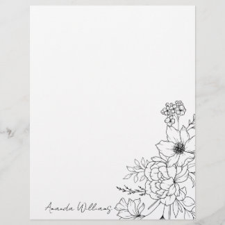 Sophisticated Letter Writing Floral Letterhead