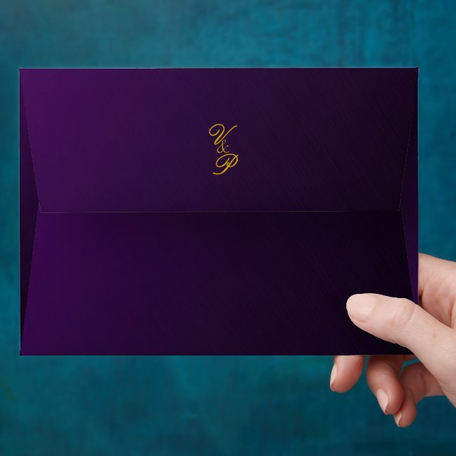 Sophisticated Luminous Violets Purple Wedding  Envelope (Hand)