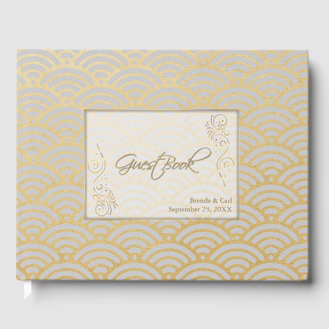 Sophisticated Luxurious Gold Flourish Wedding  Guest Book (Front)