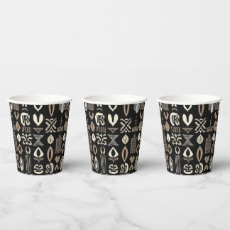 Sophisticated Luxury African Caribbean Mudcloth Paper Cups