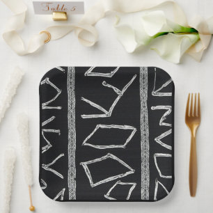 Sophisticated Luxury African Caribbean Mudcloth Paper Plate