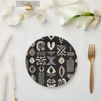 Sophisticated Luxury African Caribbean Mudcloth Paper Plate