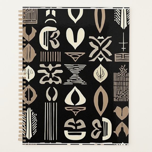 Sophisticated Luxury African Caribbean Mudcloth Planner (Front)