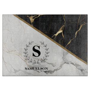 Sophisticated Marble Monogram Cutting Board