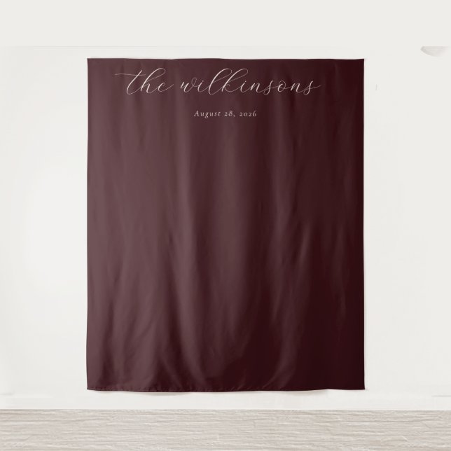 Sophisticated Maroon Calligraphy Tapestry (Front)