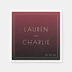 Sophisticated Maroon Minimalist Names Napkin