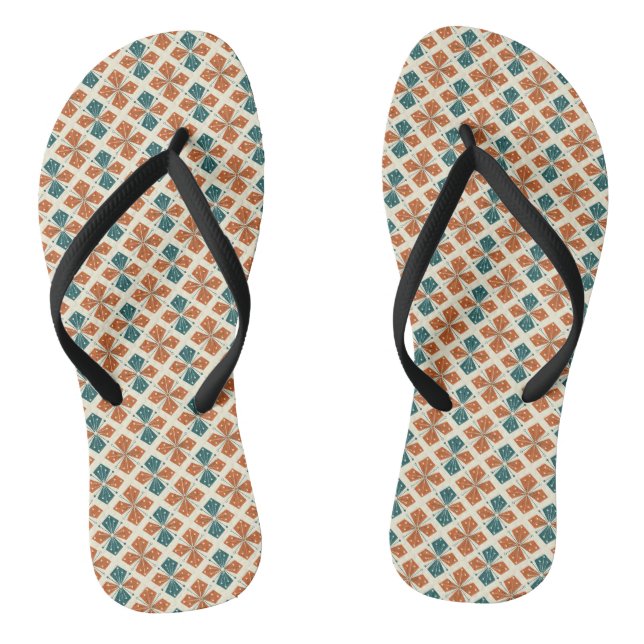 Sophisticated Mid-Century Modern Atomic Starburst Thongs (Footbed)