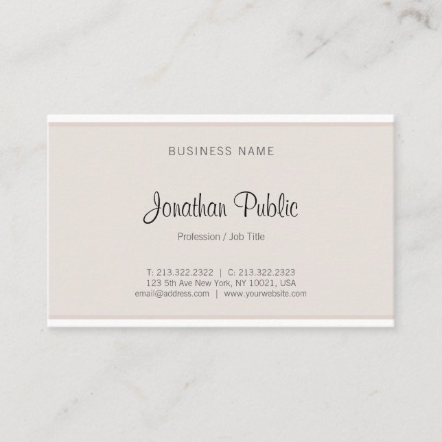 Sophisticated Minimalist Modern Simple Plain Top Business Card (Front)