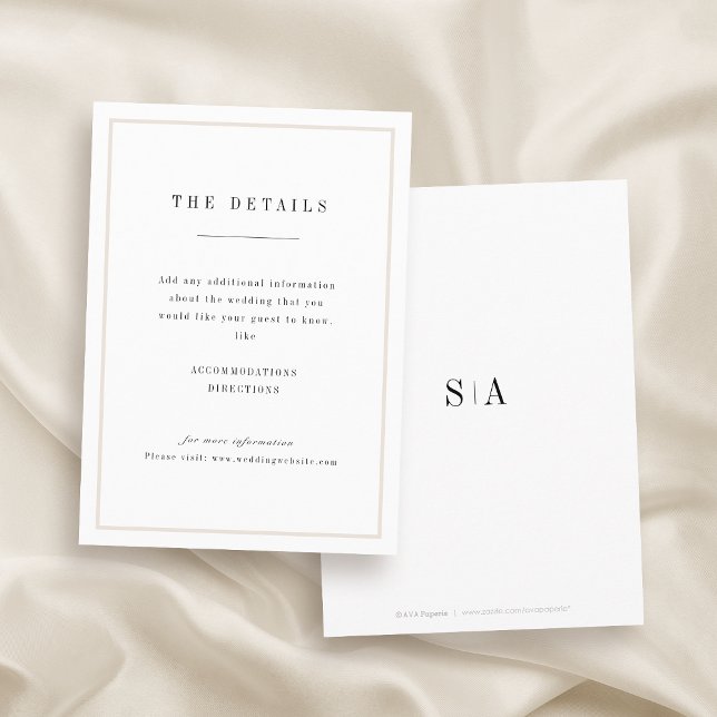 Sophisticated minimalist wedding  details card (Sophisticated minimalist wedding details card)