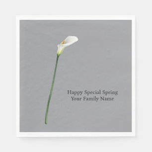 Sophisticated Minimalist White Calla Lily Mate Napkin