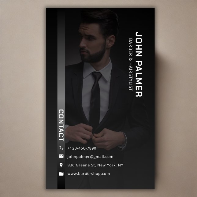 Sophisticated Modern Barber Salon Hair Stylist Business Card (Sophisticated Modern Barber Salon Hair Stylist Business Card)