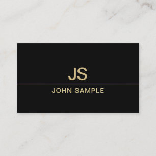 Sophisticated Modern Black and Gold Monogram Luxe Business Card