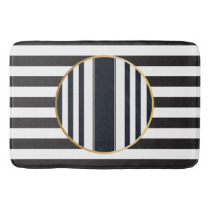 Sophisticated modern black and white Bath Mat
