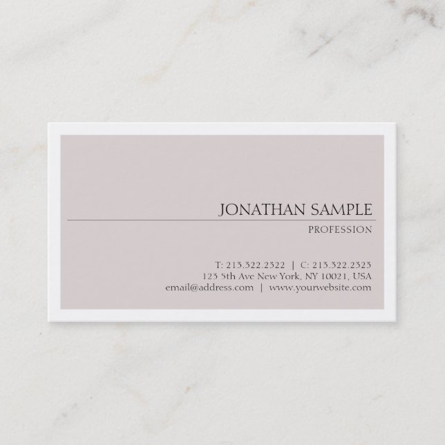 Sophisticated Modern Design Minimalist Chic Plain Business Card (Front)