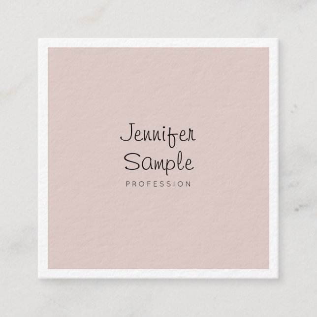 Sophisticated Modern Freehand Script Luxe Plain Square Business Card (Front)