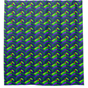 sophisticated modern green/blue chevrons pattern shower curtain