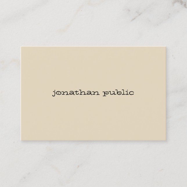 Sophisticated Modern Hand Script Beige Clean Plain Business Card (Front)