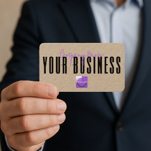 Sophisticated Modern Kraft Purple Logo Generic Business Card
