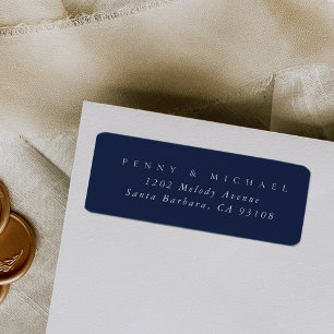 Sophisticated Modern Navy Blue Return Address Label